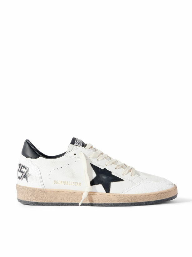 Photo: Golden Goose - Ball Star Distressed Leather Sneakers - White