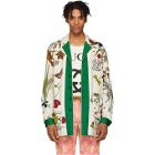 Gucci White New York Yankees Edition Floral Gothic Print Shirt