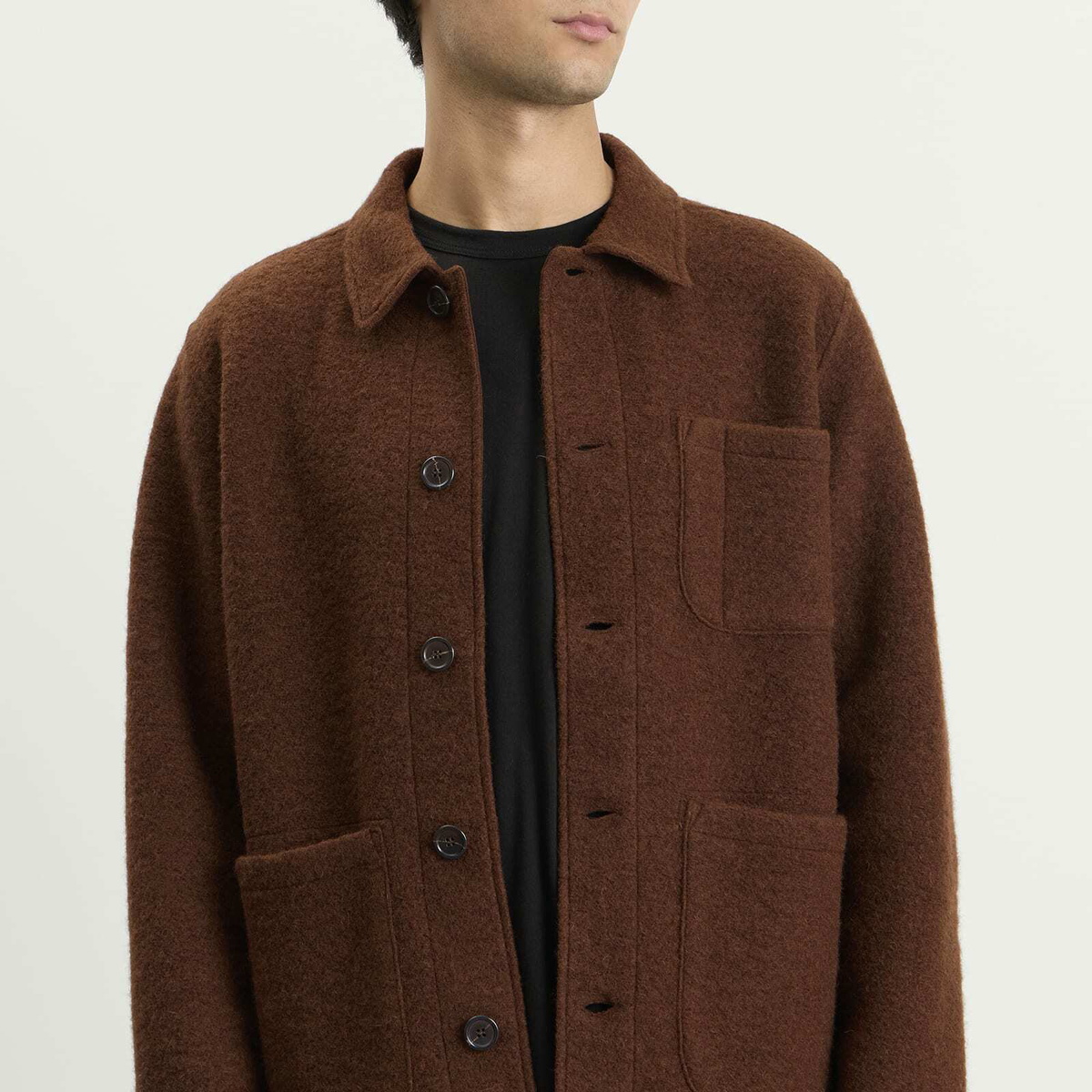 Universal Works Men's Wool Fleece Field Jacket in Cacao