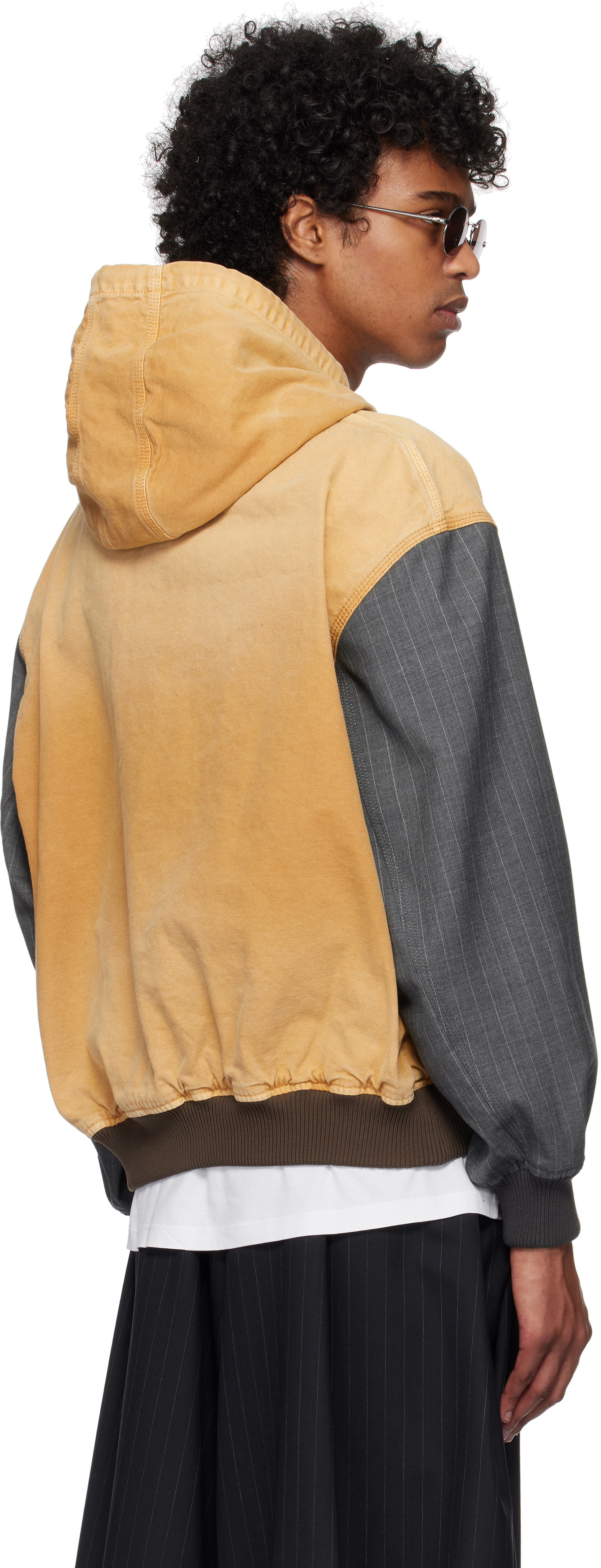 Khoki Beige & Gray Vintage-Effect Work Jacket