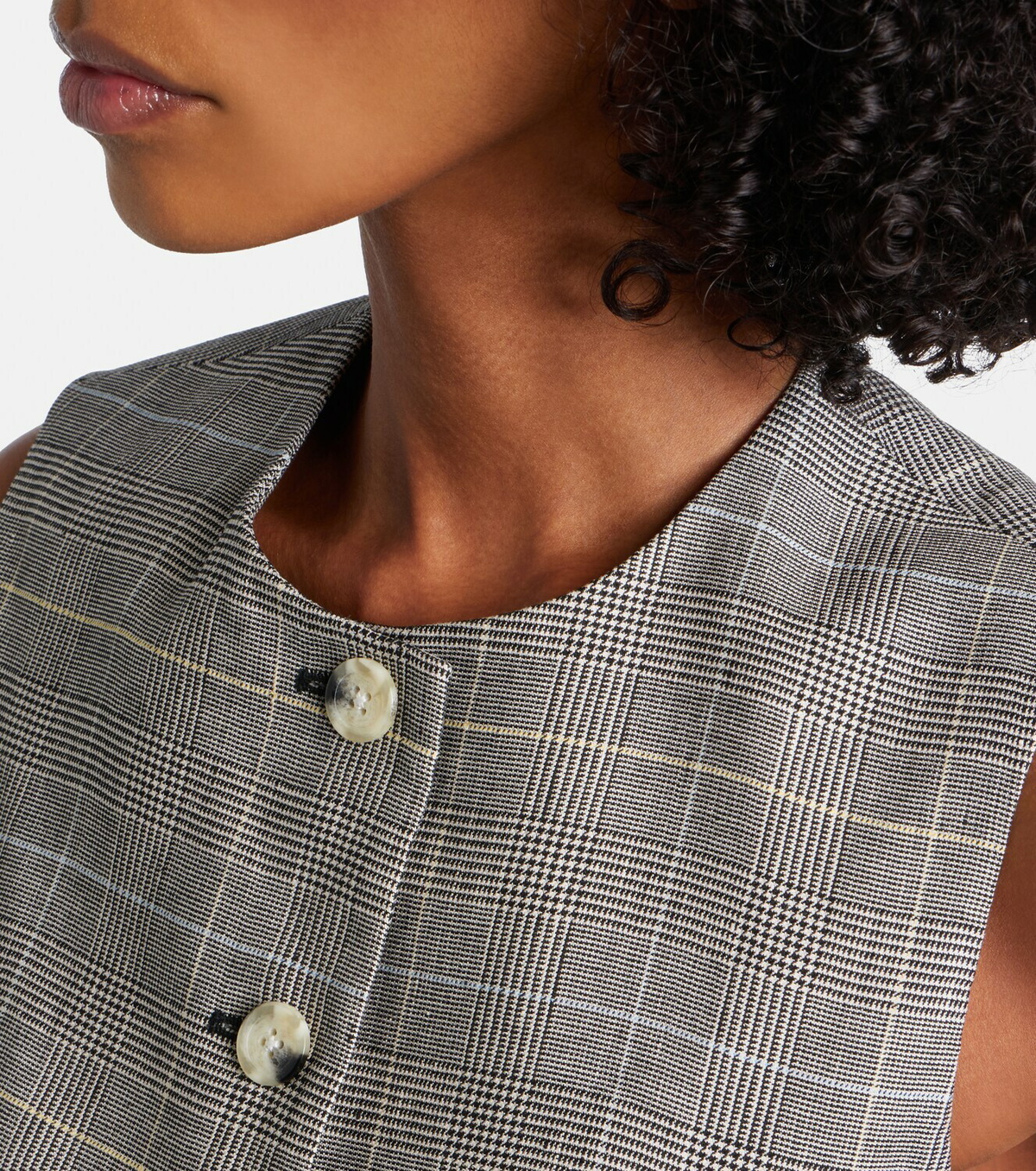 Veronica Beard Lois checked linen-blend vest