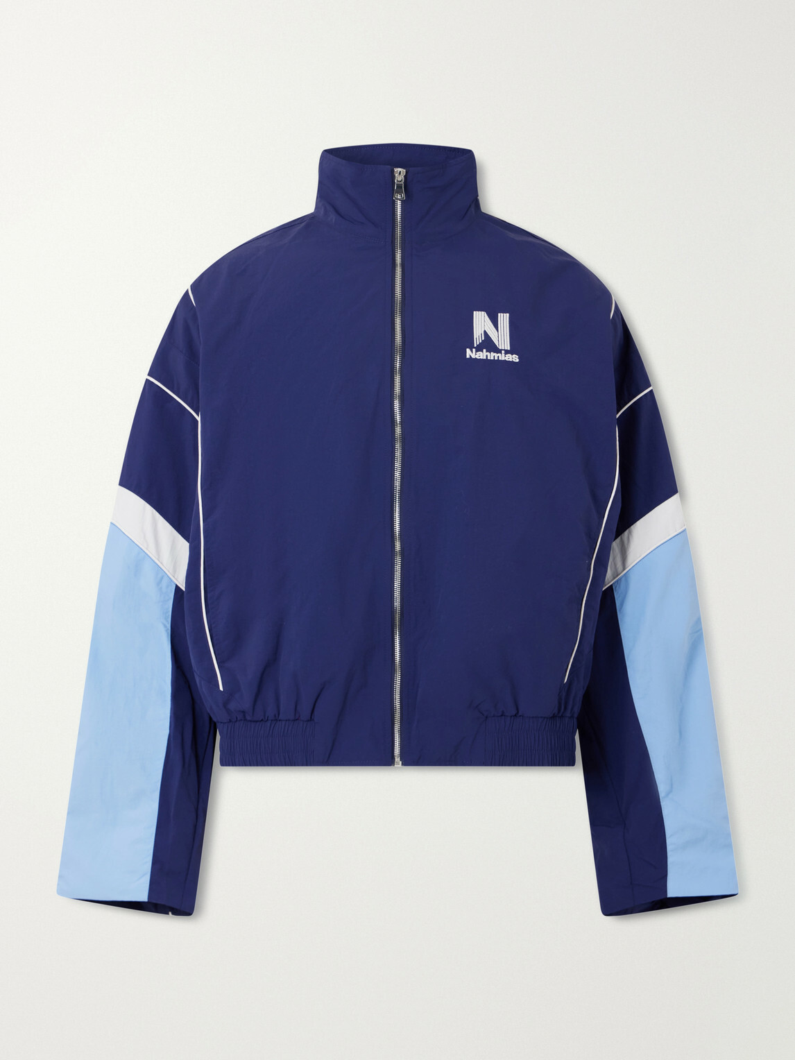 NAHMIAS - Logo-Embroidered Striped Nylon Jacket - Blue