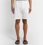 Hugo Boss - Pepe Pleated Cotton-Seersucker Shorts - White