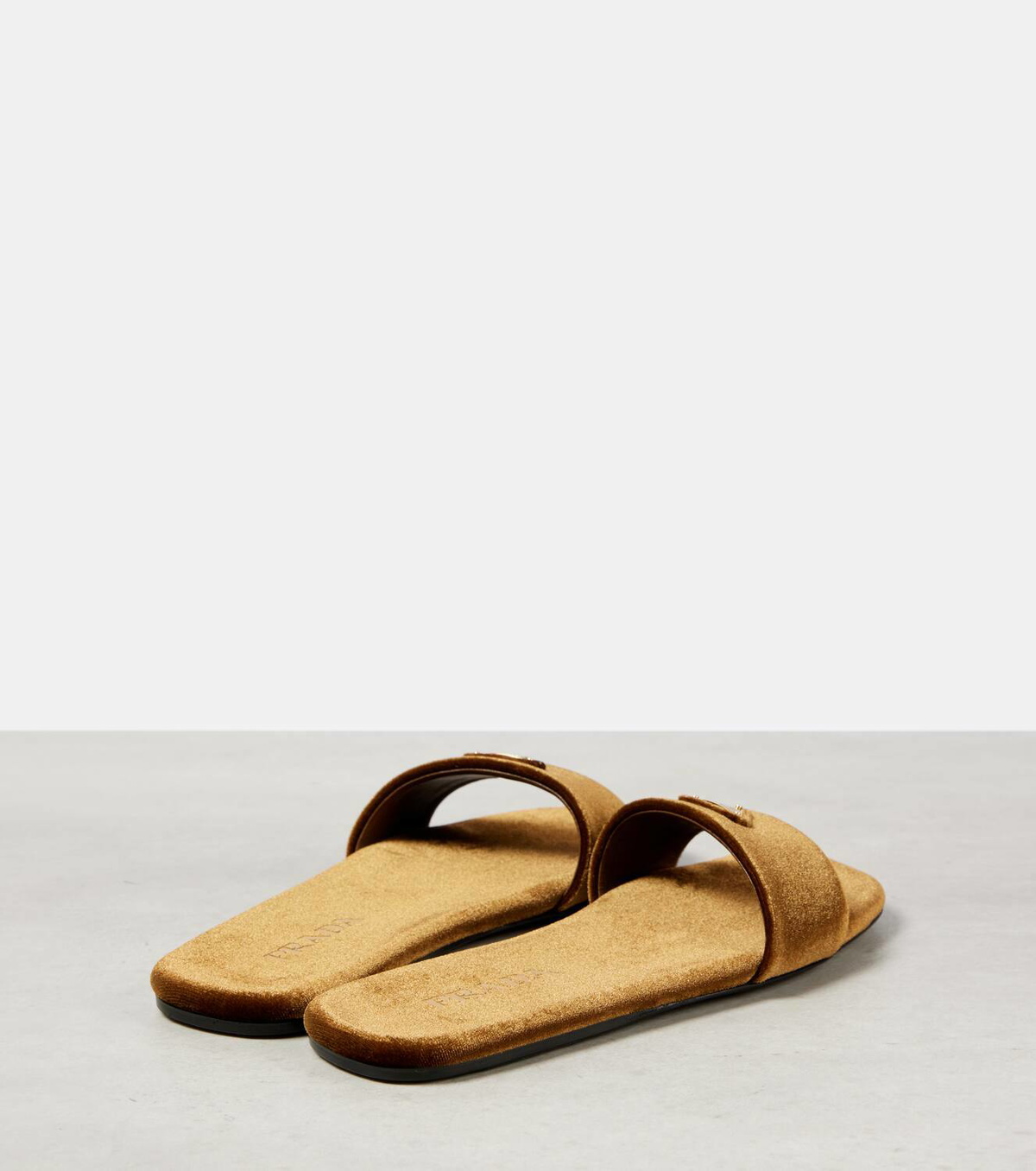 Prada Logo velvet slides