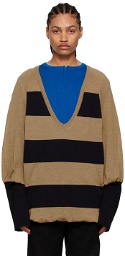 Kiko Kostadinov Navy & Beige Virgin Wool Sweater