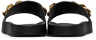 Versace Black Leather Medusa Chain Slides