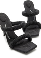 Alexander Wang Julie 105 Crystal-embellished Tubular Denim Sandals Dark Grey