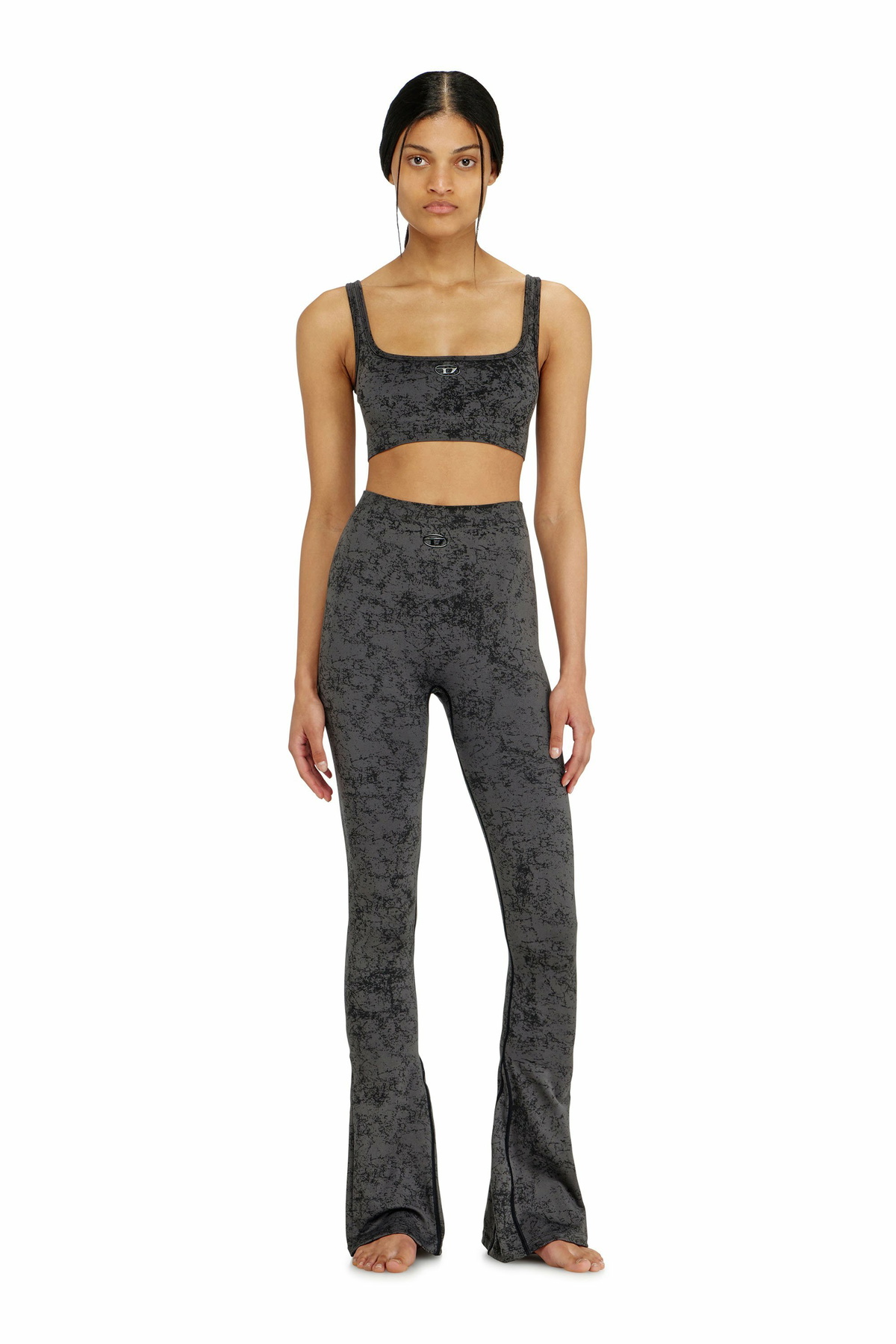 Diesel Fared leggings with utilitarian print - Pants Womens in Grey