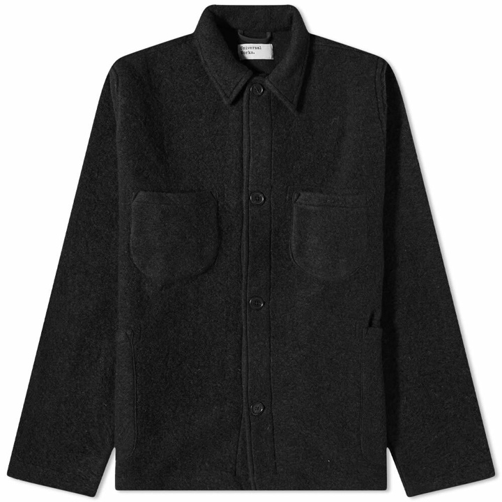 Photo: Universal Works Men's Wool Fleece Lumber Jacket in Black