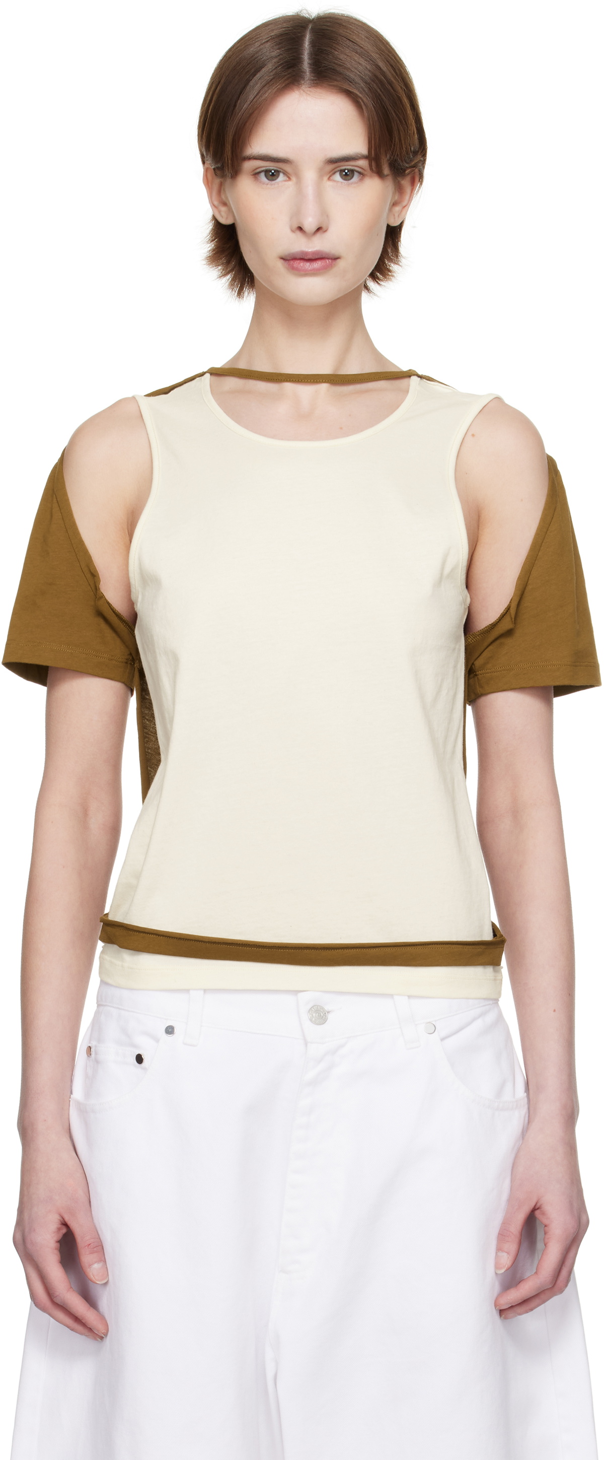 Eckhaus Latta Off-White & Brown Hugging T-shirt