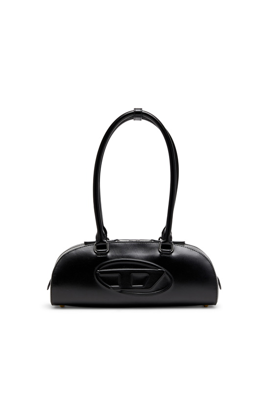 Photo: Diesel 1DR Dome - Elongated bowling bag in leather - Shoulder Bags Womens in Black