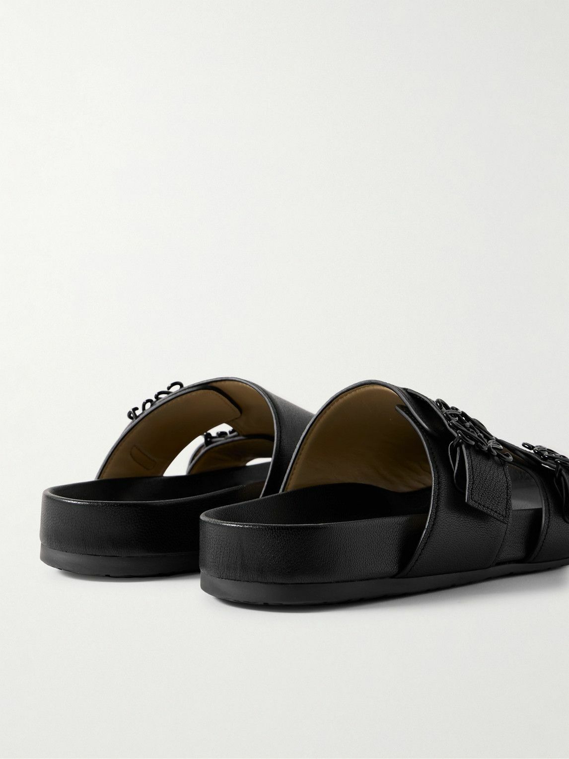 25SS new/LOEWE Paula's Ibizaアナグラムスライド Slide Black LOEWE - Paula's Ibiza Logo-Embellished Leather Slides