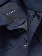 SEASE - Endurance 3.0 Suede-Trimmed Coated-Linen Field Jacket - Blue