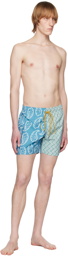 Rhude Blue & Green Graphic Swim Shorts