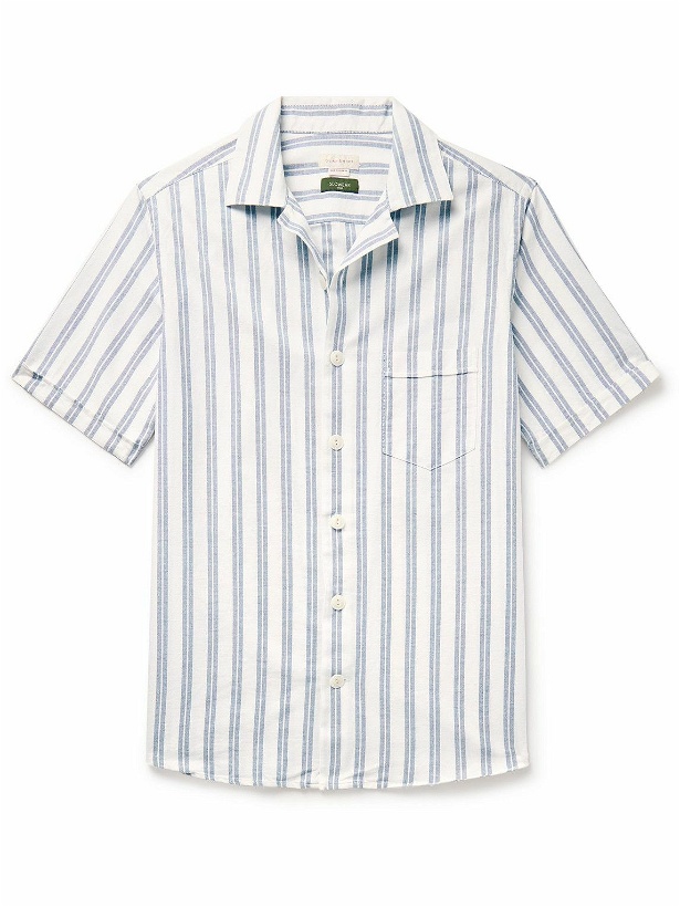 Photo: Incotex - Camp-Collar Striped Cotton Oxford Shirt - Blue
