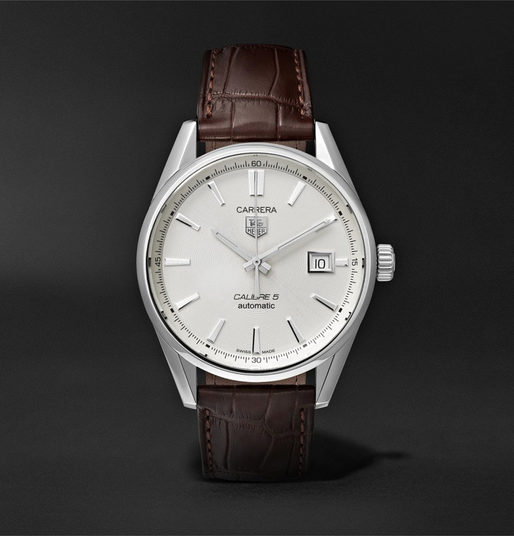 Photo: TAG Heuer - Carrera Automatic 39mm Steel and Alligator Watch - Men - White