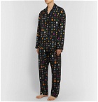 Versace - Printed Silk-Twill Pyjama Trousers - Black