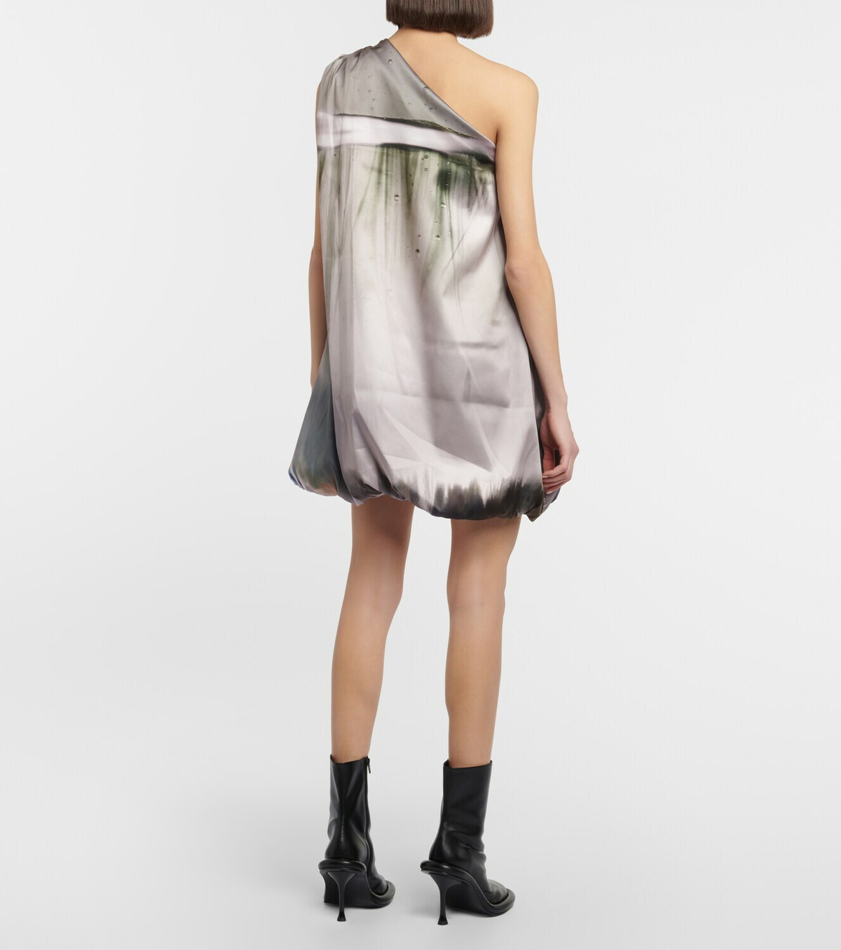 【関税込み】JW Anderson グレー Shift ミニワンピース JW Anderson - Printed one-shoulder satin minidress JW Anderson