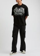 Amiri Logo Crystal-embellished Cotton T-shirt Black
