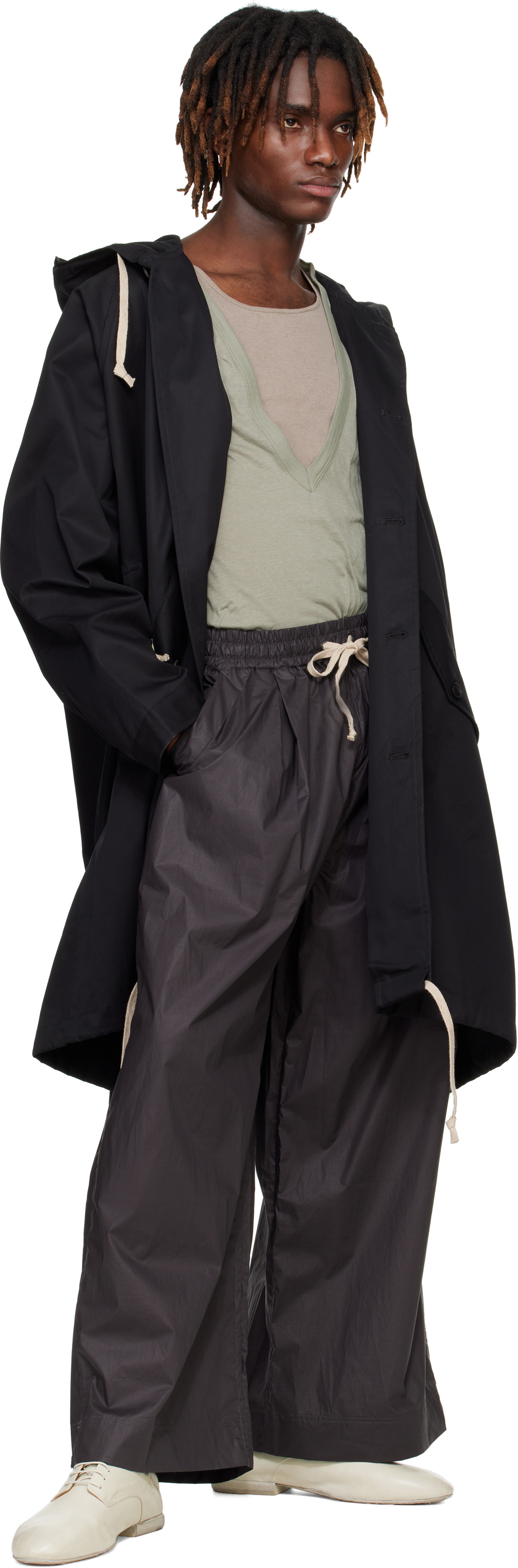 Jan-Jan Van Essche Gray O-Project Coated Typewriter Wide Trousers