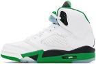 Nike Jordan White & Green Air Jordan 5 Retro Sneakers