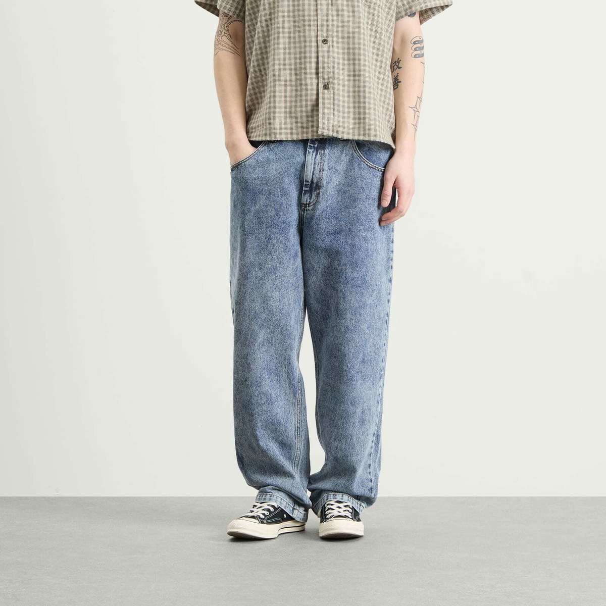 Polar Skate Co. Men's 93 Loose Straight Jeans in Heavy Washed Blue