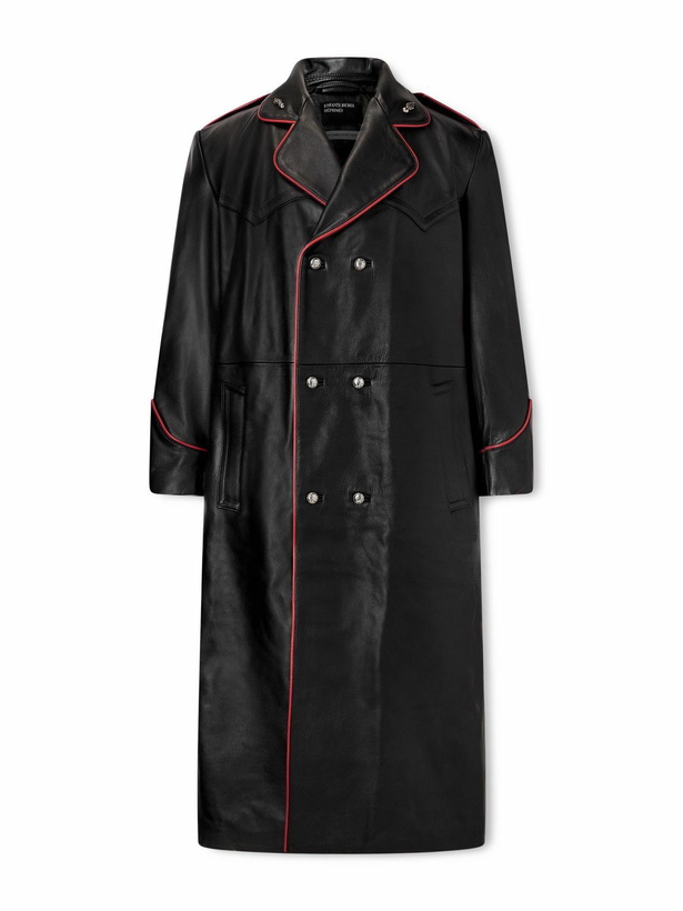 Photo: Enfants Riches Déprimés - Double-Breasted Embellished Leather Trench Coat - Black