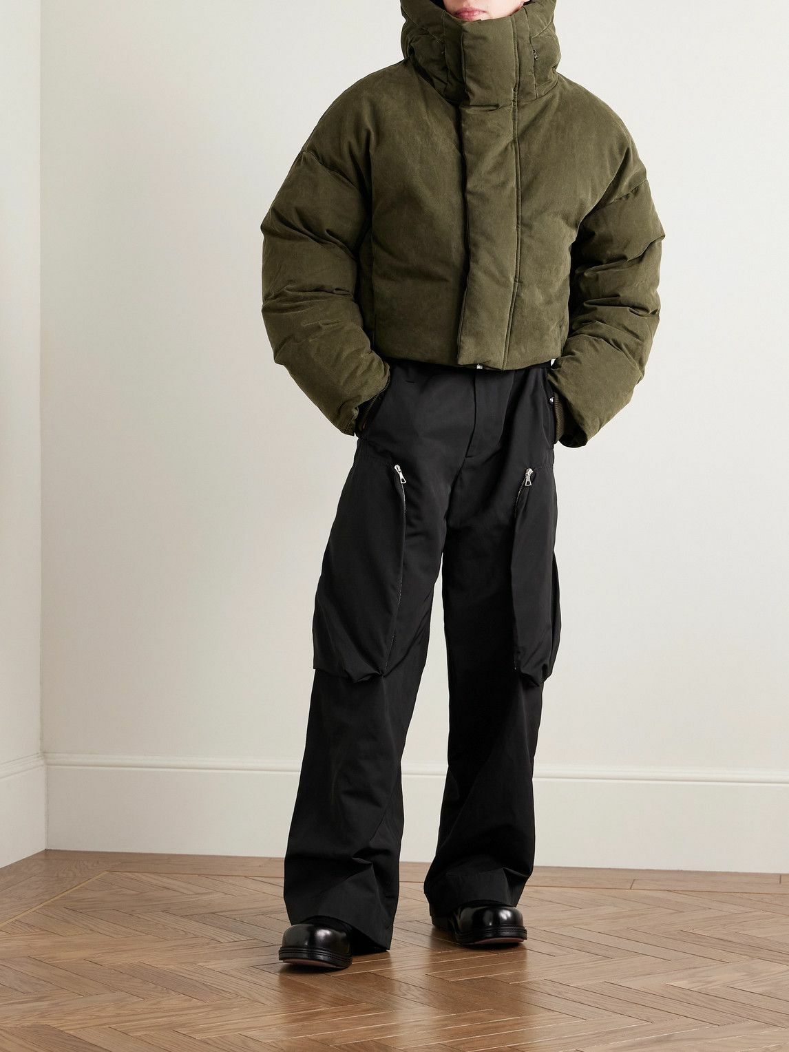 Entire Studios - MML Cropped Cotton Hooded Down Jacket - Green