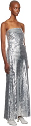 SIMONMILLER Silver Sculpty Strapless Sequin Maxi Dress