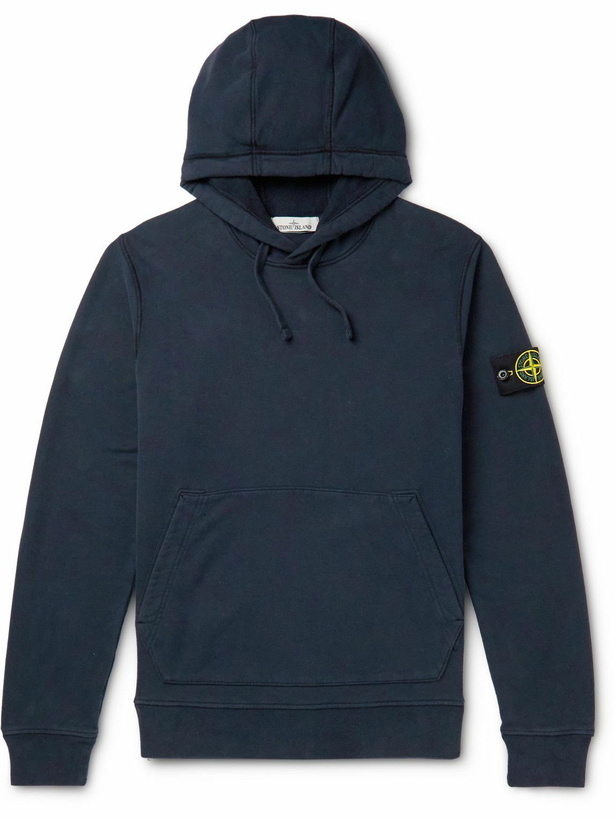 Photo: Stone Island - Logo-Appliquéd Cotton-Jersey Hoodie - Blue