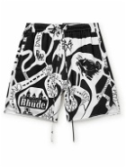 Rhude - Strada Straight-Leg Logo-Print Silk-Twill Drawstring Shorts - Black