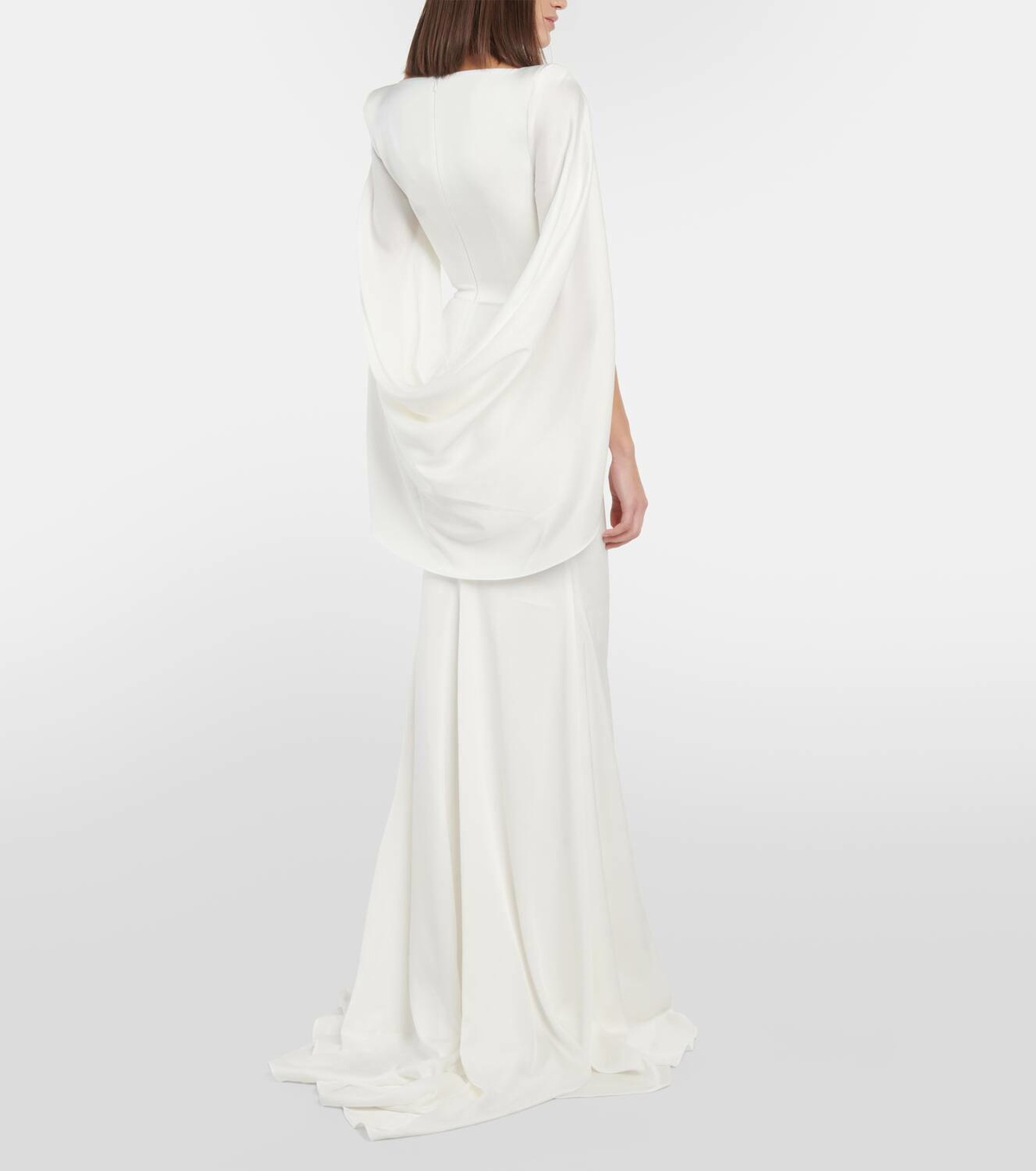 Alex Perry Portrait cape-detail satin gown