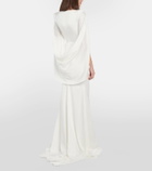 Alex Perry Portrait cape-detail satin gown