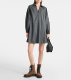 Brunello Cucinelli Balloon-sleeve flannel minidress