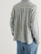 11.11/ELEVEN ELEVEN - Lovers Tram Striped Cotton Shirt - Blue - S