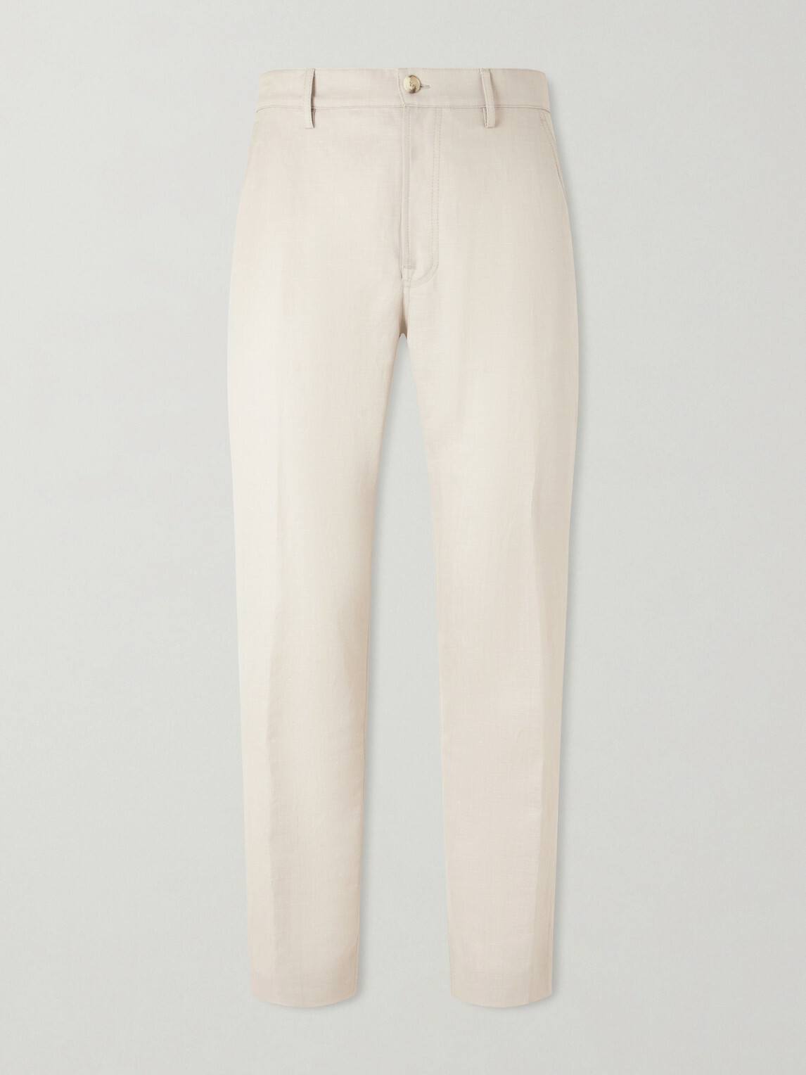Canali - Straight-Leg Wool and Linen-Blend Twill Suit Trousers - Neutrals