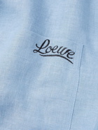 Loewe - Paula's Ibiza Camp-Collar Logo-Embroidered Linen Shirt - Blue