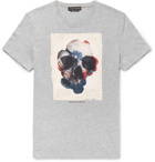 Alexander McQueen - Slim-Fit Printed Mélange Cotton-Jersey T-Shirt - Gray