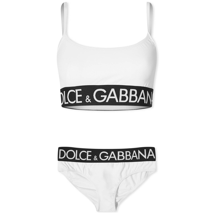 Photo: Dolce & Gabbana Women's Logo Band Bikini in White