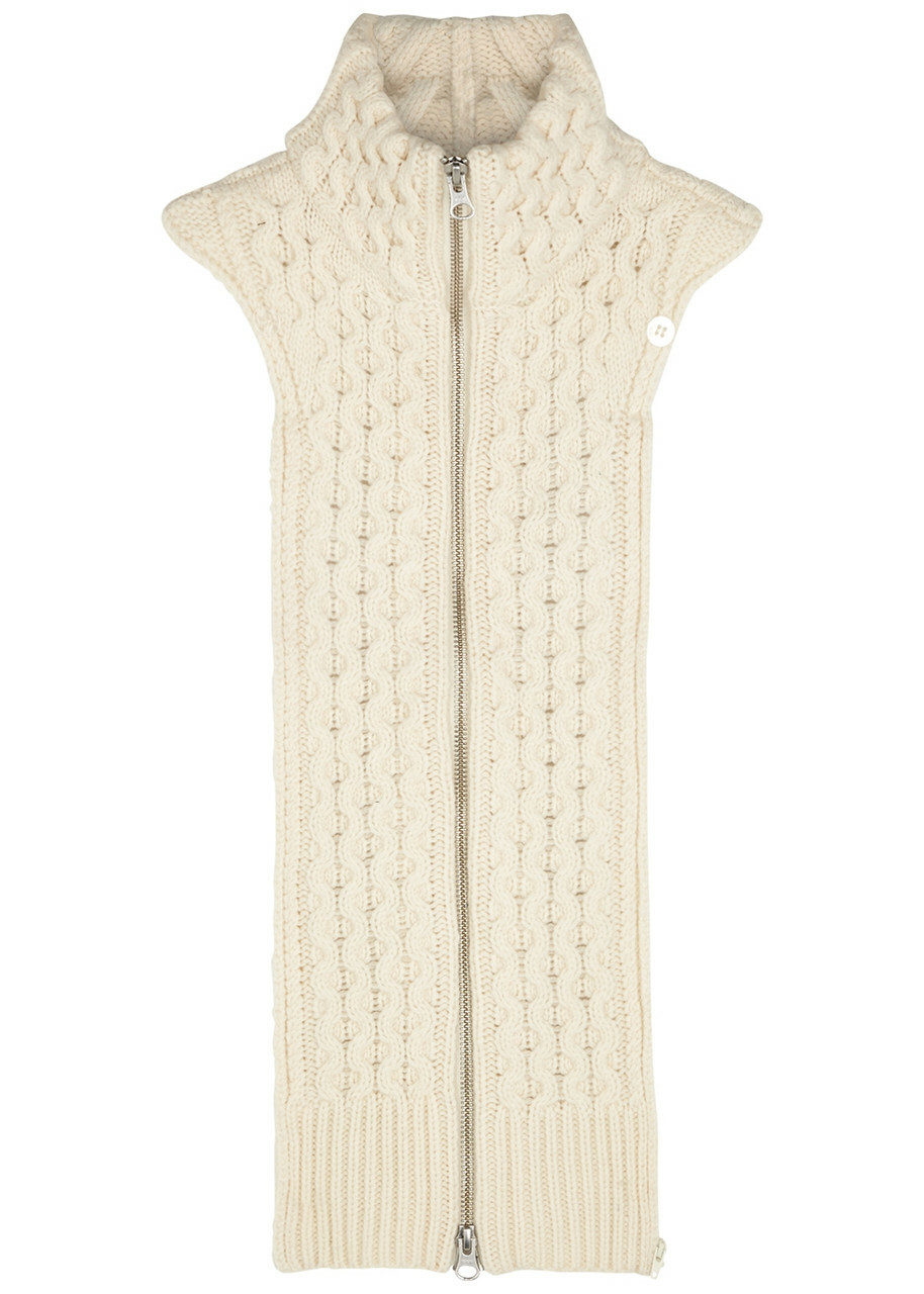 Veronica Beard Upstate Cream Cable-knit Wool Dickey - Ivory - One Size