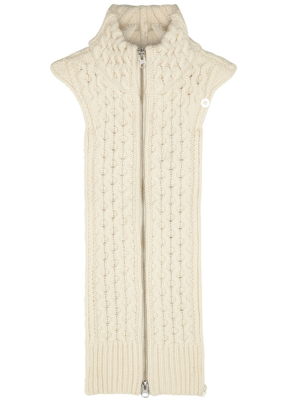 Photo: Veronica Beard Upstate Cream Cable-knit Wool Dickey - Ivory - One Size