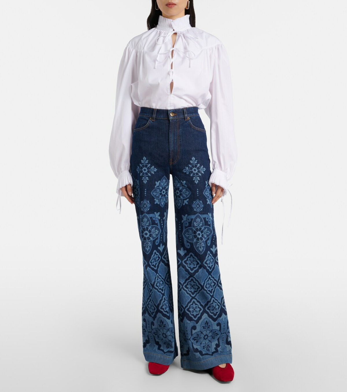 La DoubleJ Partenope printed high-rise flared jeans