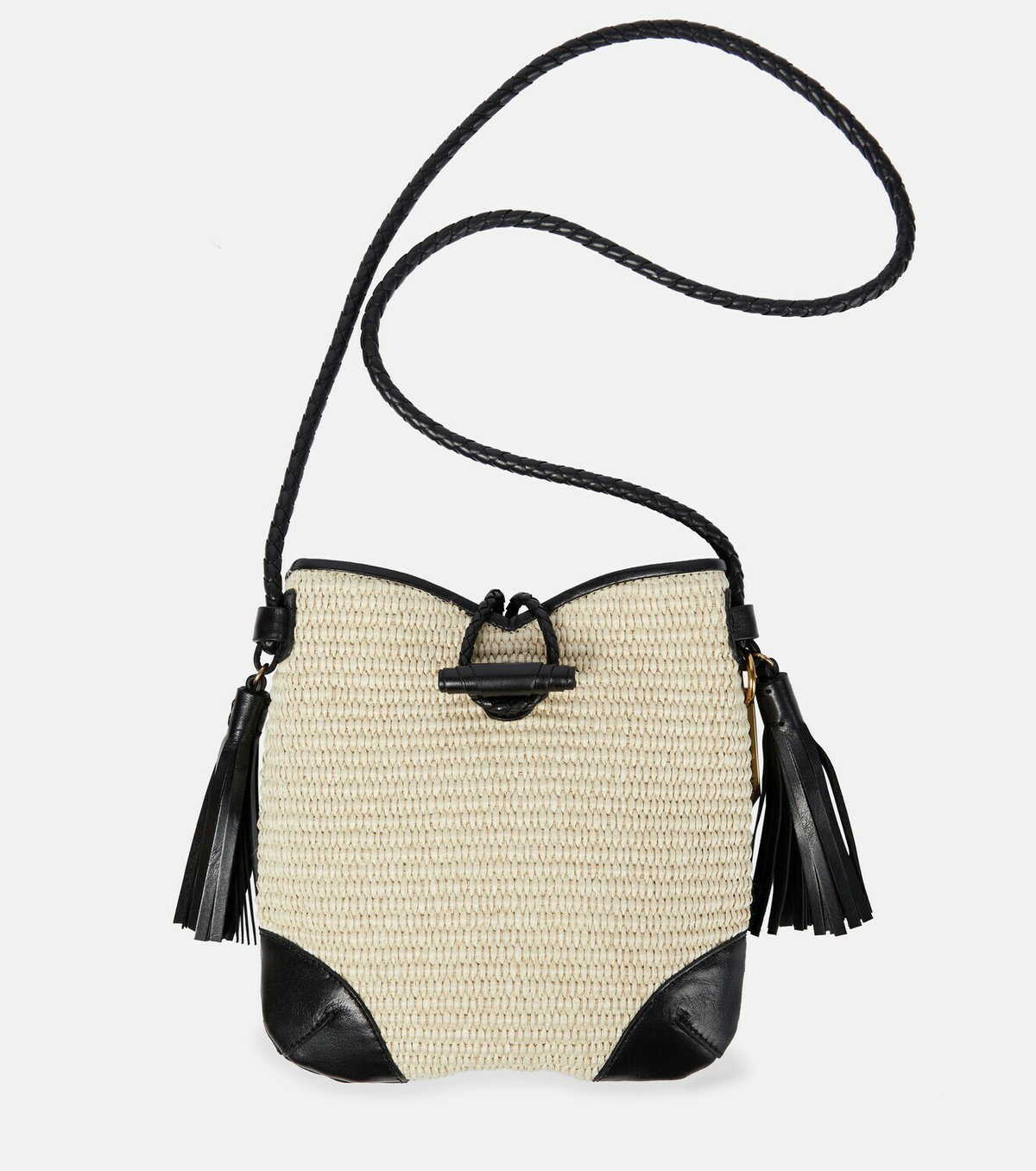 Isabel Marant Taggy leather-trimmed raffia shoulder bag Isabel Marant