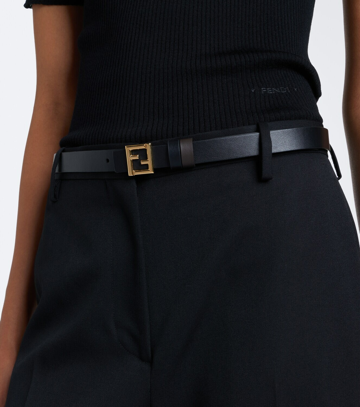 Fendi FF leather belt