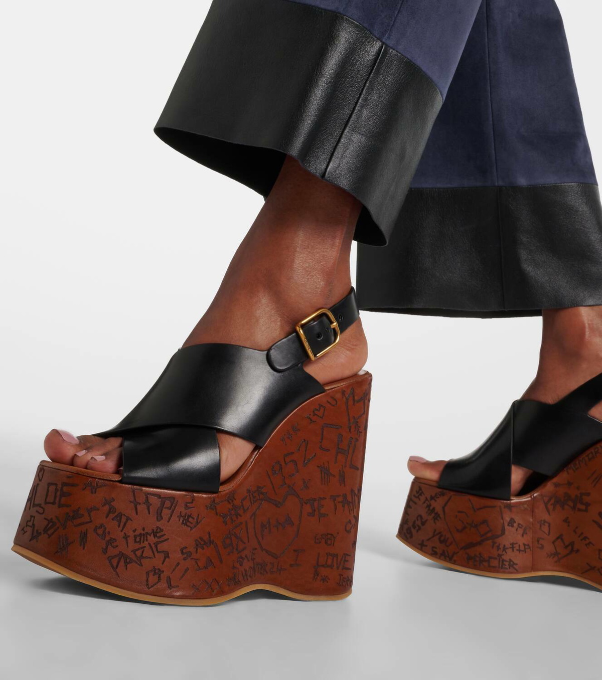 Chloé Maxime leather wedge sandals Chloe