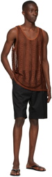 CMMN SWDN Brown Knitted Lace Tank Top