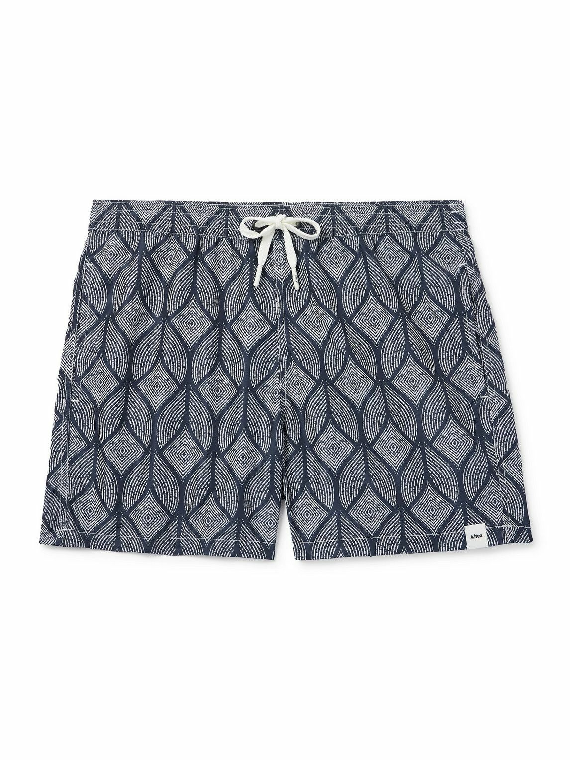 Altea - Straight-Leg Mid-Length Printed Swim Shorts - Blue