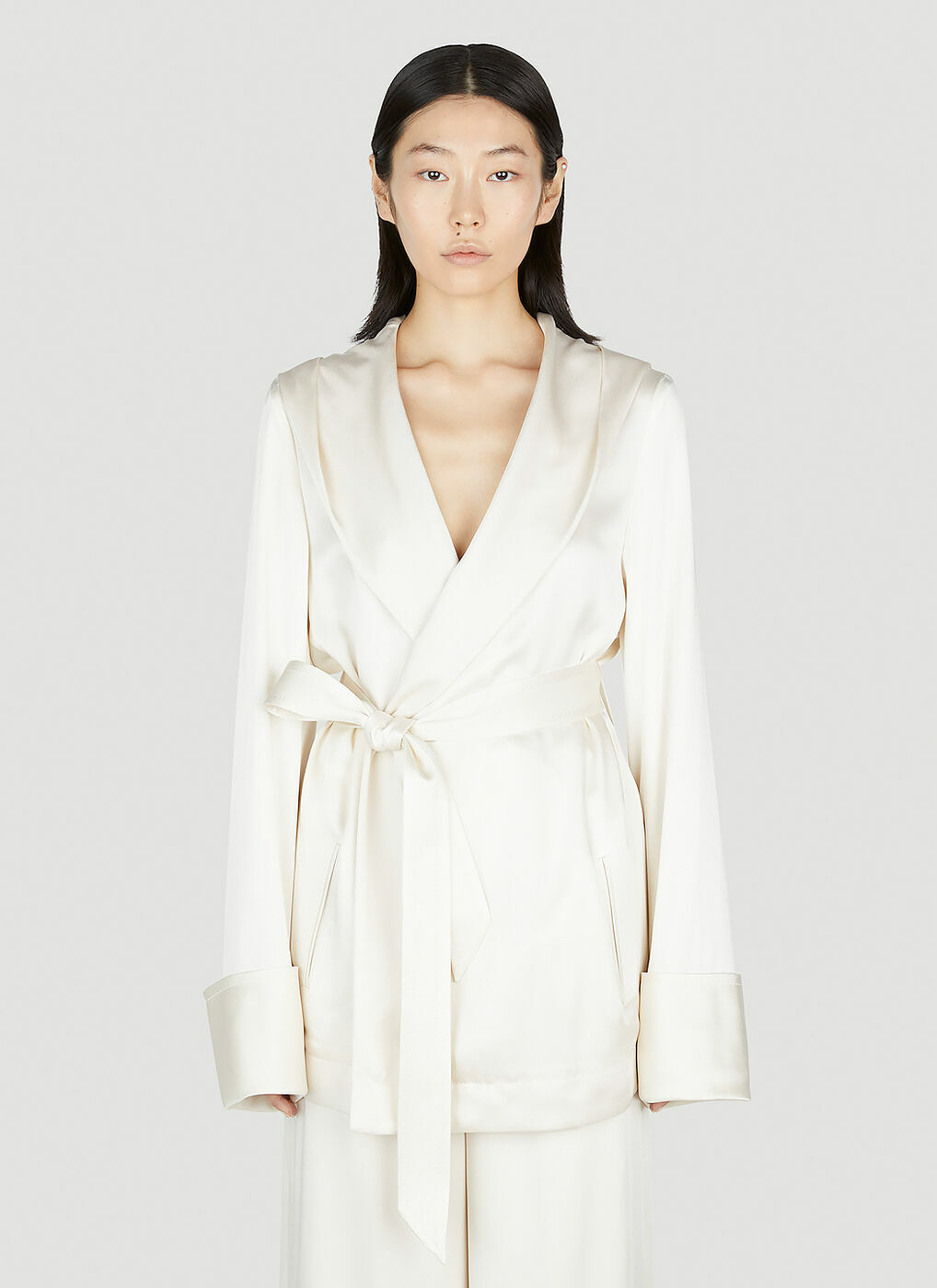 Saint Laurent - Hooded Satin Jacket in White Saint Laurent