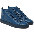 Balenciaga - Arena Creased-Leather High-Top Sneakers - Men - Navy