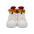 Off-White White and Red Industrial High-Top Sneakers